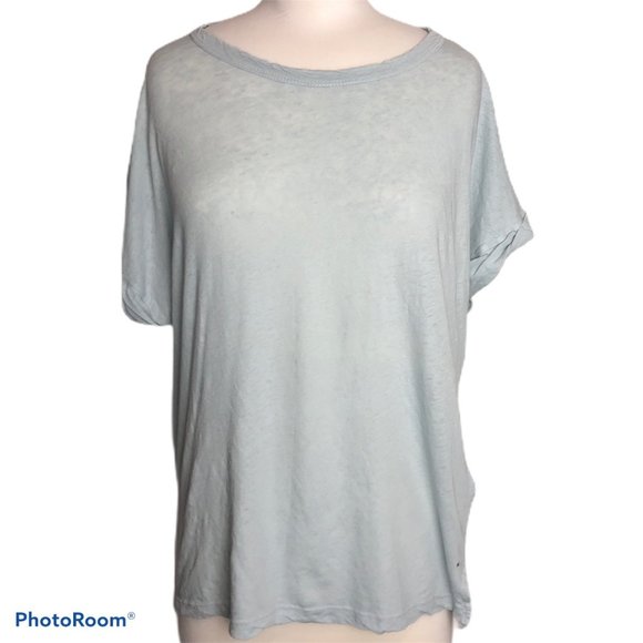 SALE - NWT Current/Elliott Rolled Twisted-Trim Tee Blue - Picture 2 of 8